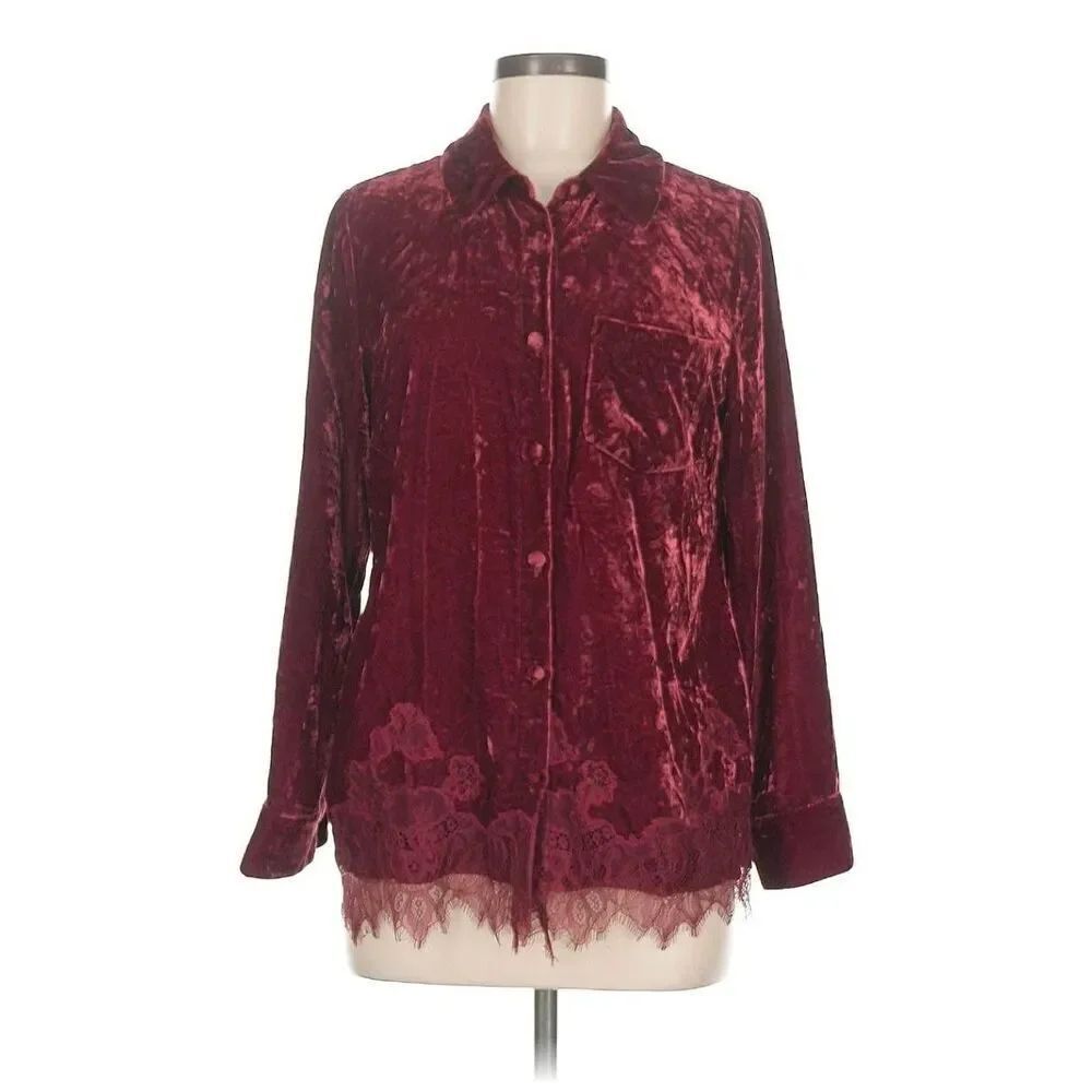 Soft Surroundings Eden Dark Academia Holiday Velvet Top Sz. PM - Picture 2 of 7